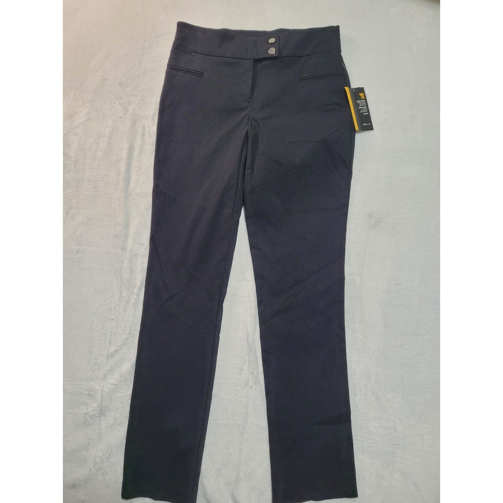 NWT Style & Co Slim Leg Pants Women 4 Black Tummy Control Mid Rise Stretch